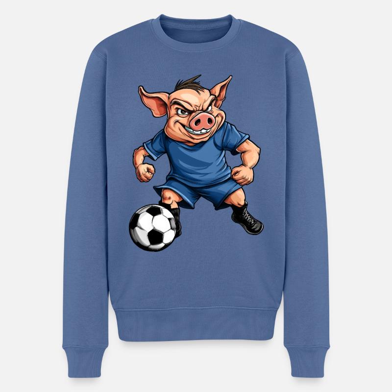 Fussball Schweinchen - Männer Premium Bio Pullover - Taubenblau