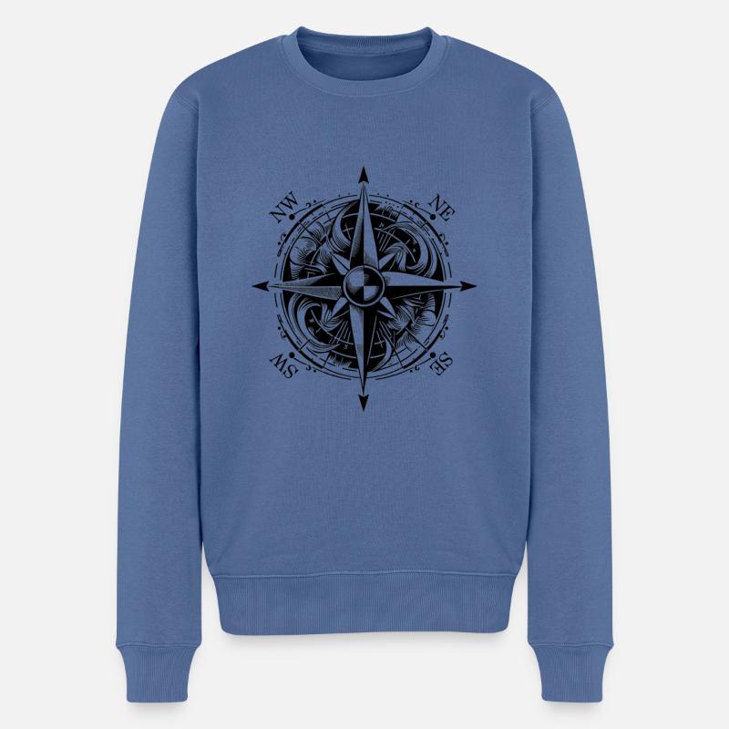 Capitaine de boussole à voile Wind Rose - Pull Premium bio Homme - bleu pigeon