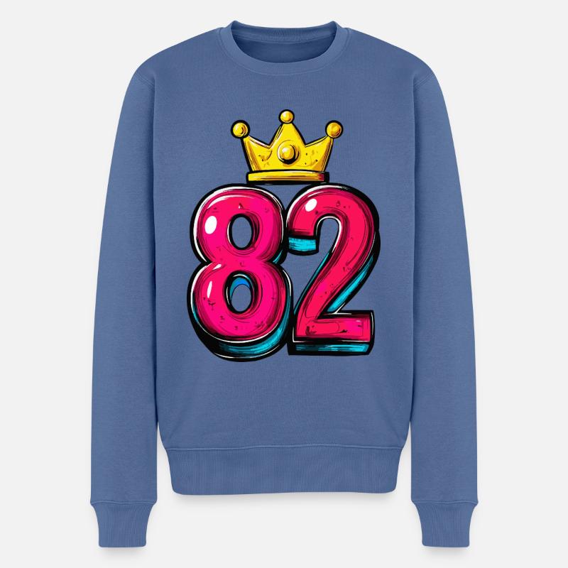 82 Zahl Krone - Männer Premium Bio Pullover - Taubenblau