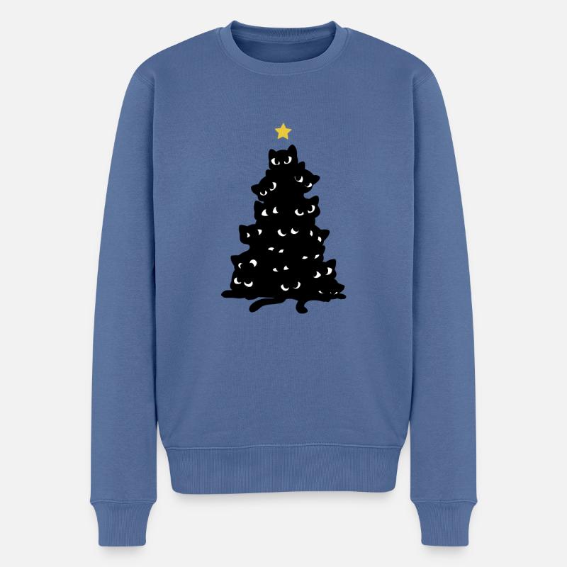 Merry Catmas Katze Weihnachten Silvester - Männer Premium Bio Pullover - Taubenblau