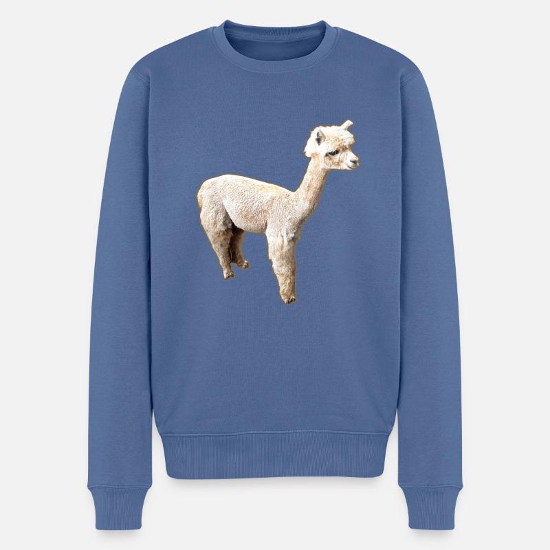 Alpaka, Llama, lama, beige,graffiti,bunt - Männer Premium Bio Pullover - Taubenblau