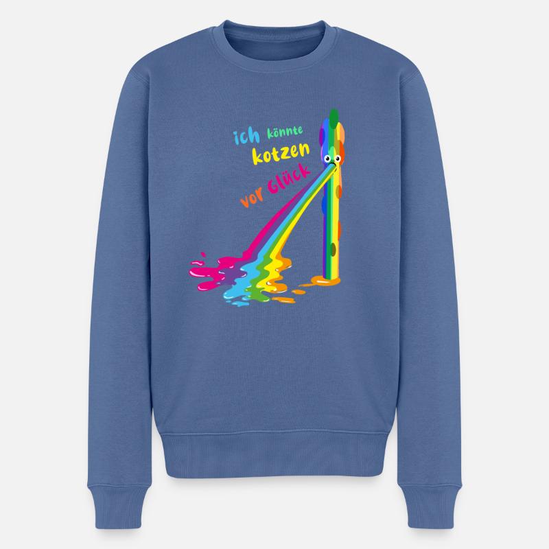 spargel, regenbogen,kotzender spargel, bunt - Männer Premium Bio Pullover - Taubenblau