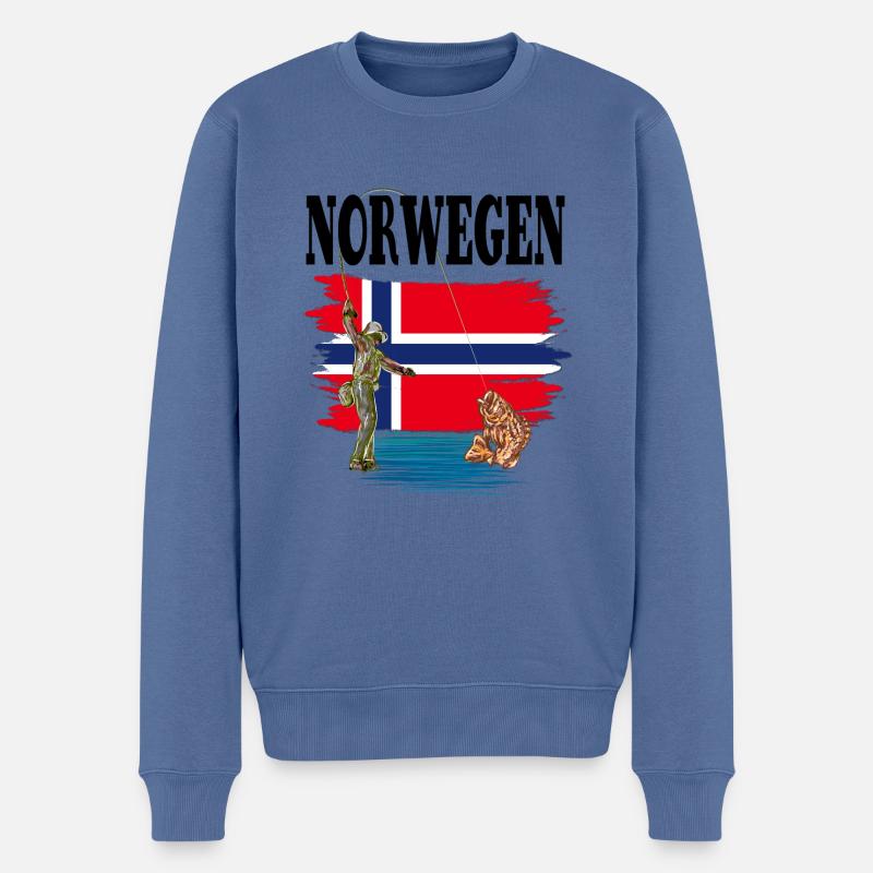 NORWEGEN - Männer Premium Bio Pullover - Taubenblau