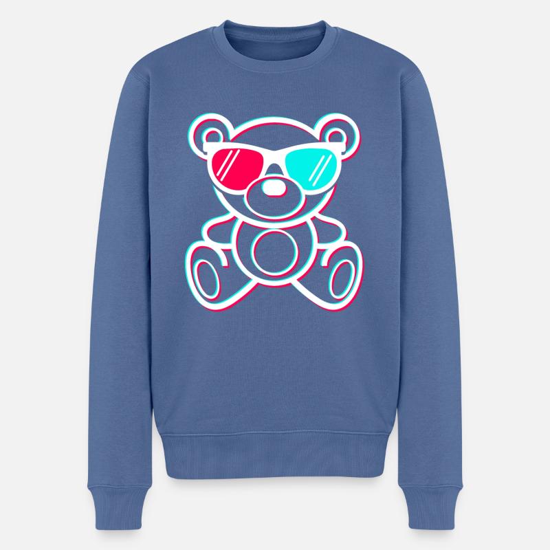 Teddy Ours Tiktok🔴🔵 - Pull Premium bio Homme - bleu pigeon