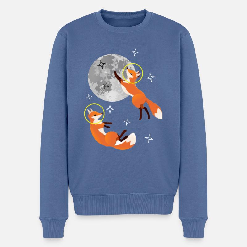 Renard renard dans l’espace - Pull Premium bio Homme - bleu pigeon