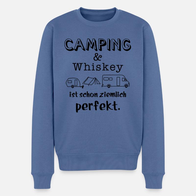 camping und whiskey - Männer Premium Bio Pullover - Taubenblau