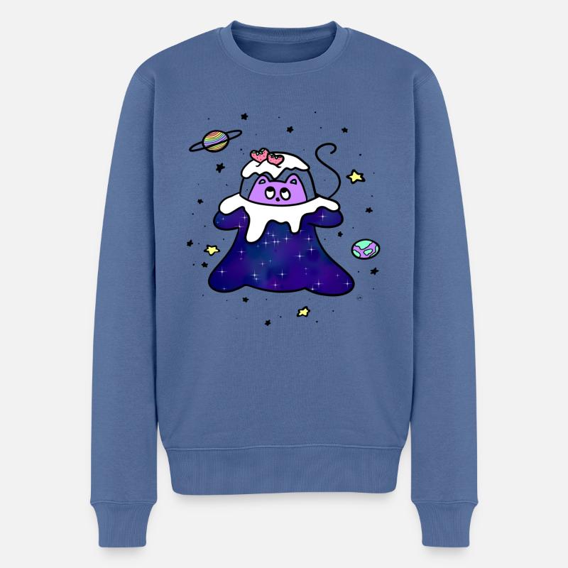 Spacecat - Männer Premium Bio Pullover - Taubenblau