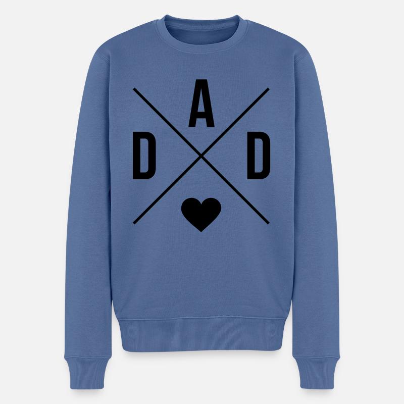 Dad mit Herz Papa Vatertag - Männer Premium Bio Pullover - Taubenblau