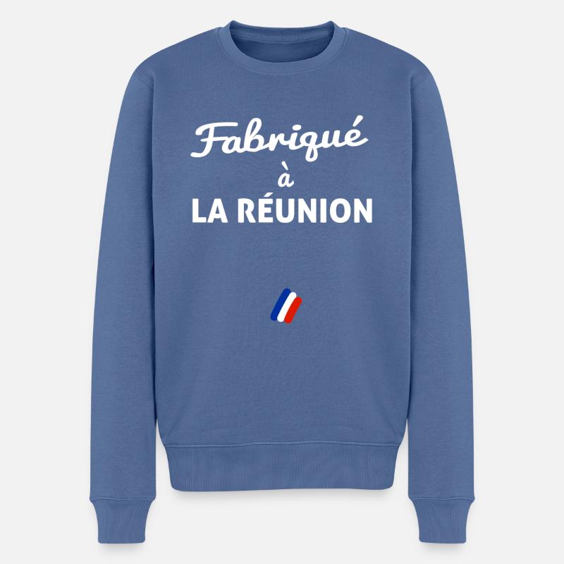 LA REUNION - Pull Premium bio Homme - bleu pigeon