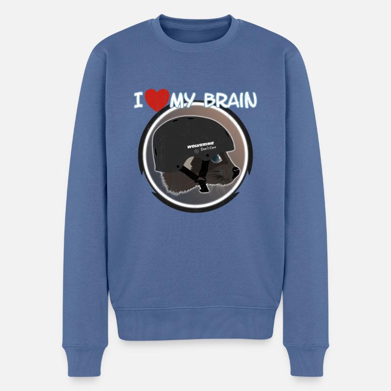 I love my brain Wolverine don't care - Männer Premium Bio Pullover - Taubenblau