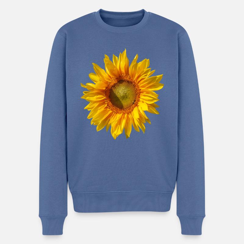Sonnenblume - Männer Premium Bio Pullover - Taubenblau