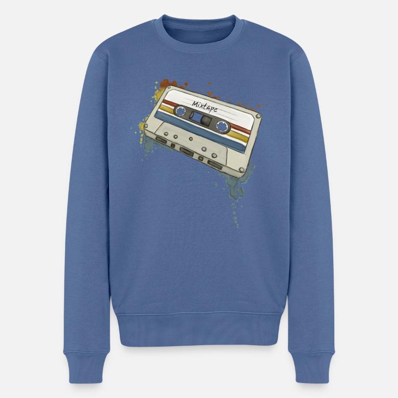 Retro Style Mixtape Funky Oldschool Kassette - Männer Premium Bio Pullover - Taubenblau