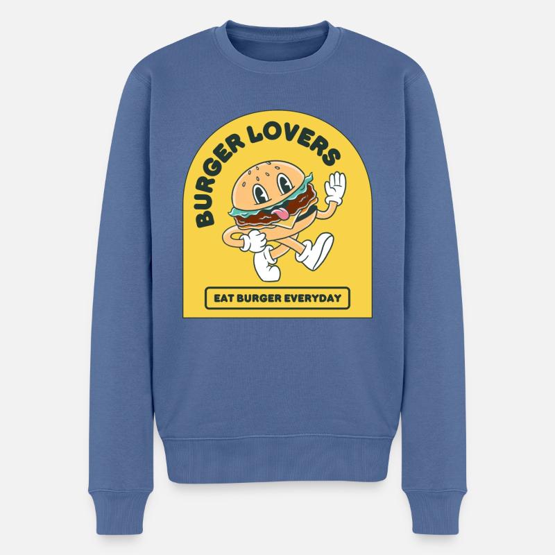 Burger Lovers Design - Männer Premium Bio Pullover - Taubenblau