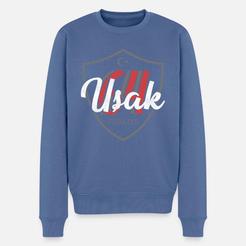 Usak - Männer Premium Bio Pullover - Taubenblau