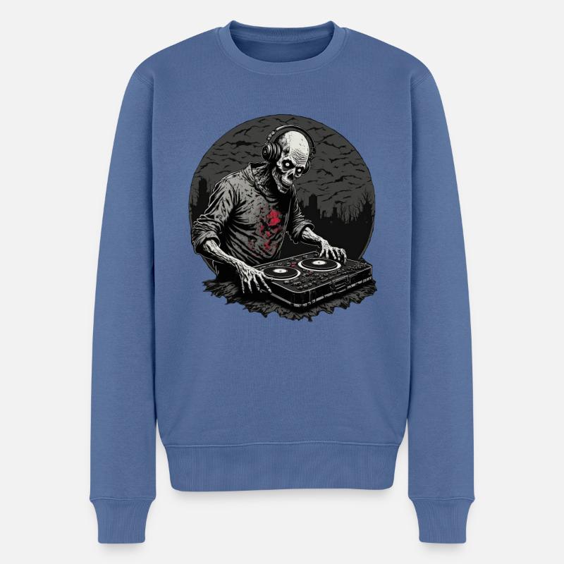 Zombie DJ - Männer Premium Bio Pullover - Taubenblau