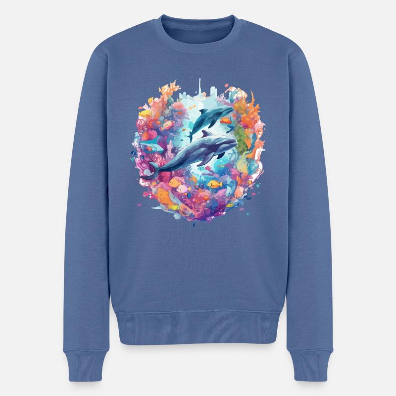 Wale - Männer Premium Bio Pullover - Taubenblau