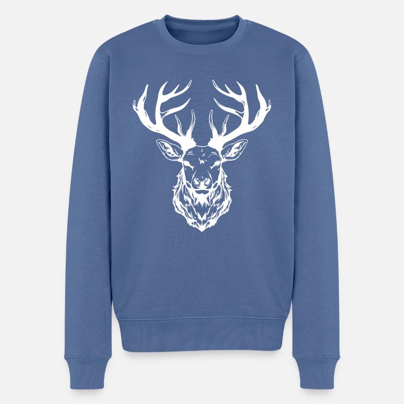Tête de cerf - Pull Premium bio Homme - bleu pigeon