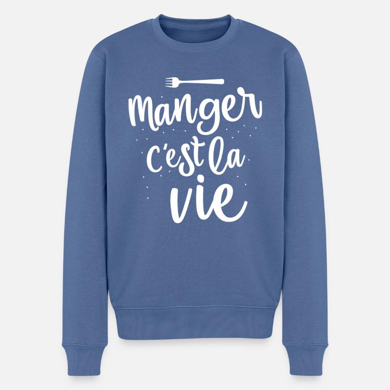 Manger c'est la vie - Pull Premium bio Homme - bleu pigeon