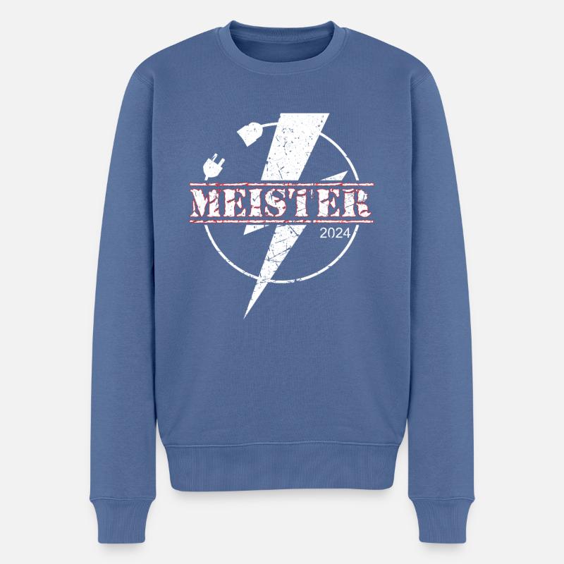 Elektromeister 2024 Elektroinstallateur Elektriker - Männer Premium Bio Pullover - Taubenblau