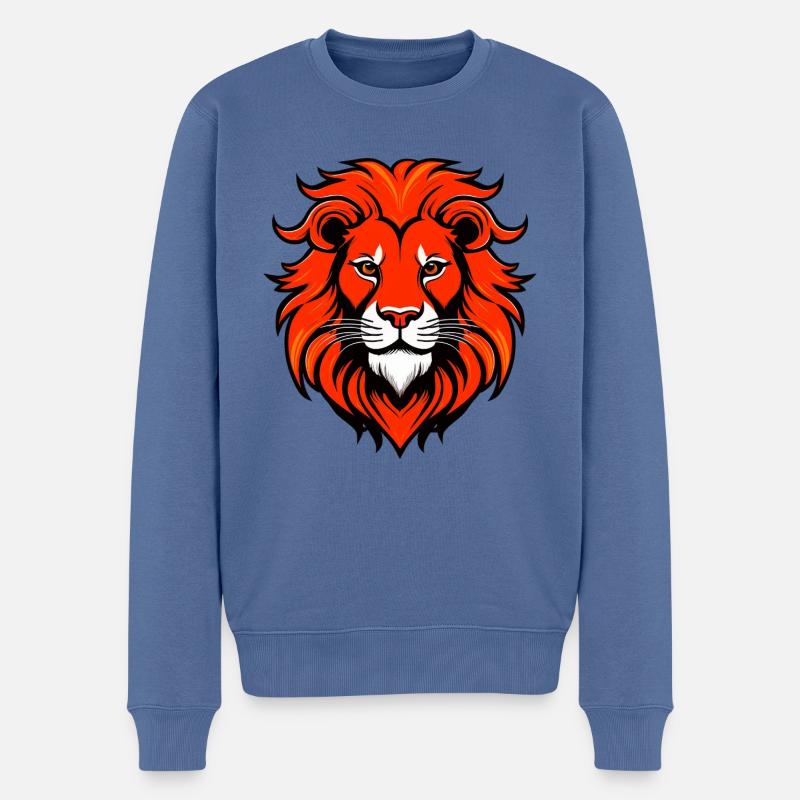Feurige Löwenmähne - Männer Premium Bio Pullover - Taubenblau