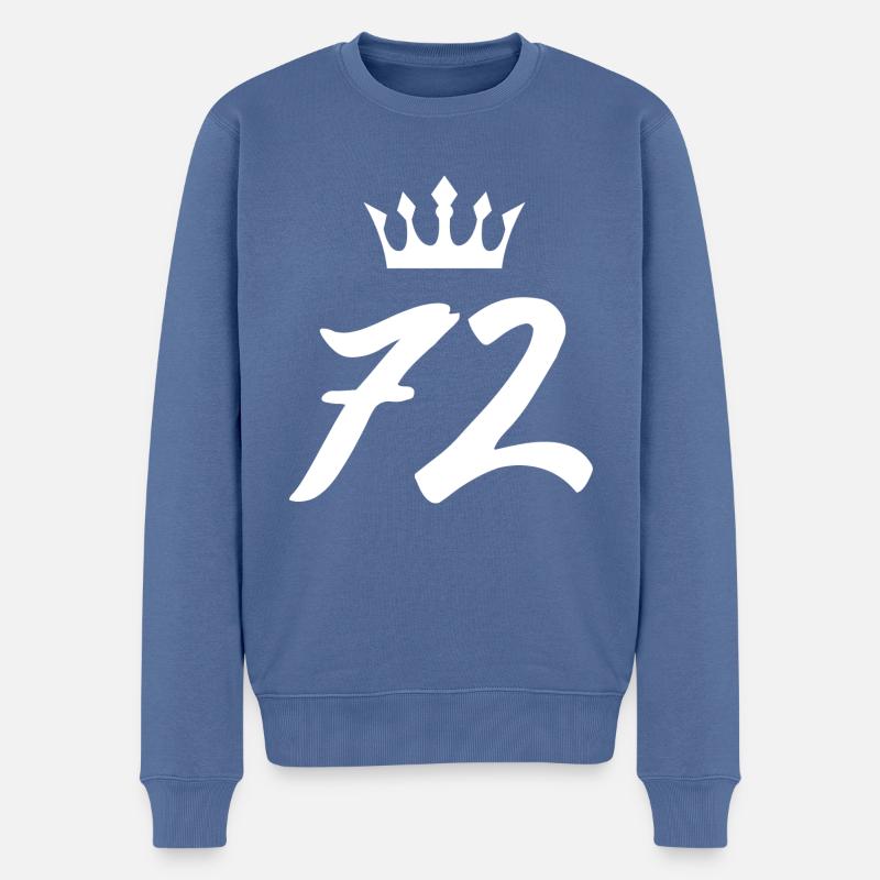 72 Couronne numérique - Pull Premium bio Homme - bleu pigeon