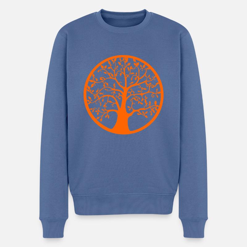 Der Baum des Lebens - Männer Premium Bio Pullover - Taubenblau