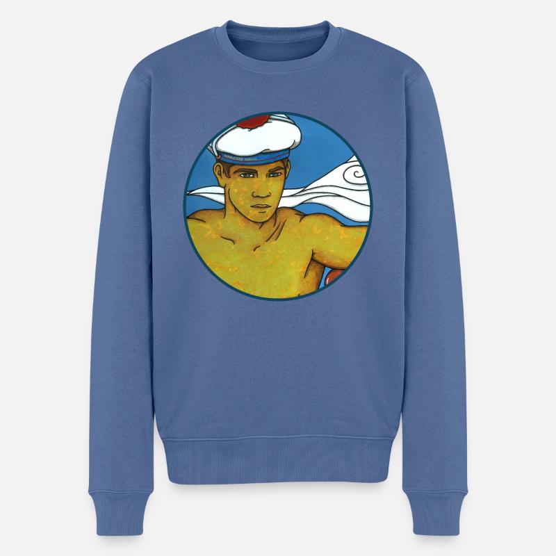 GUILLAUME - Männer Premium Bio Pullover - Taubenblau