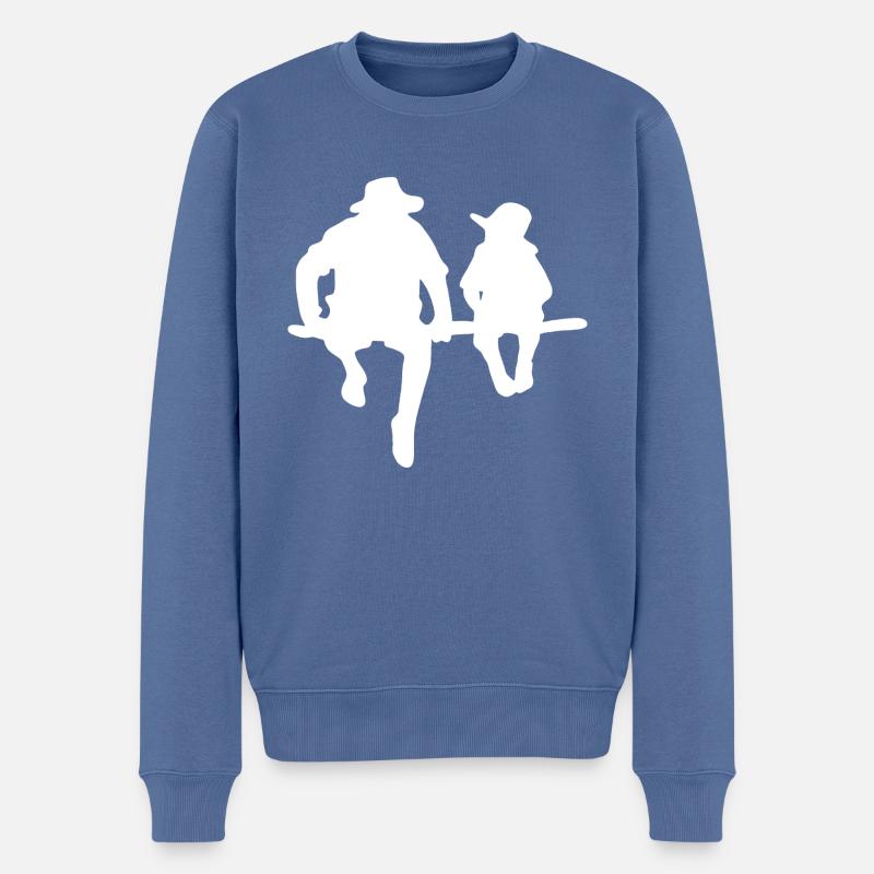 Vater Sohn - Männer Premium Bio Pullover - Taubenblau