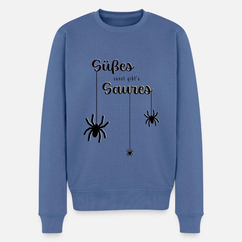HALLOWEEN SCHWARZ - Männer Premium Bio Pullover - Taubenblau