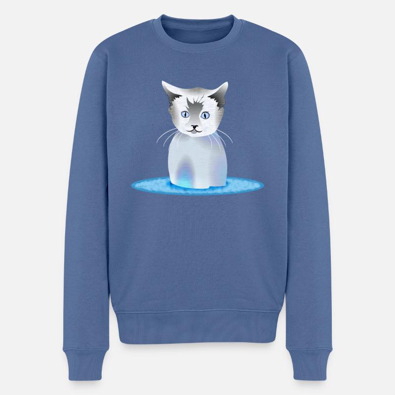 Chat - Pull Premium bio Homme - bleu pigeon