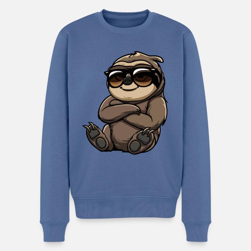 Faultier Cool Comic - Männer Premium Bio Pullover - Taubenblau