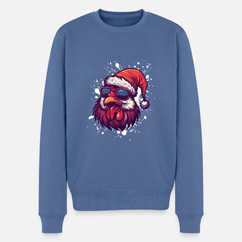 Huhn Weihnachten Lustig - Männer Premium Bio Pullover - Taubenblau