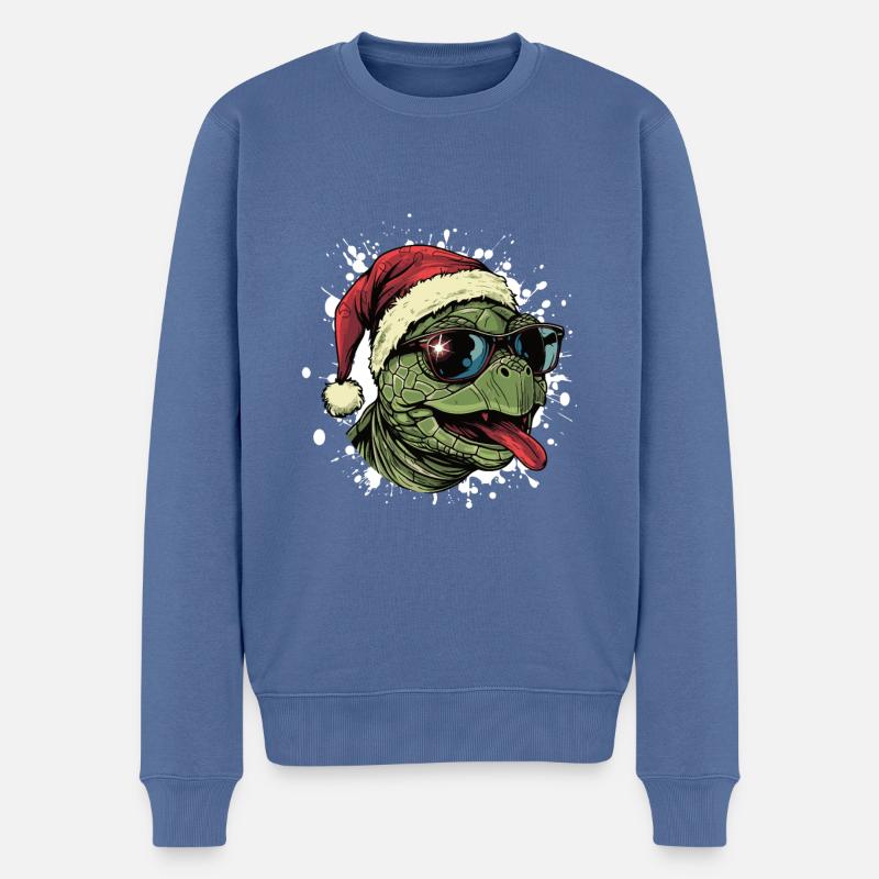 Tortue Noël Drôle - Pull Premium bio Homme - bleu pigeon