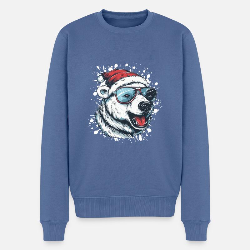 Ours polaire Noël drôle - Pull Premium bio Homme - bleu pigeon