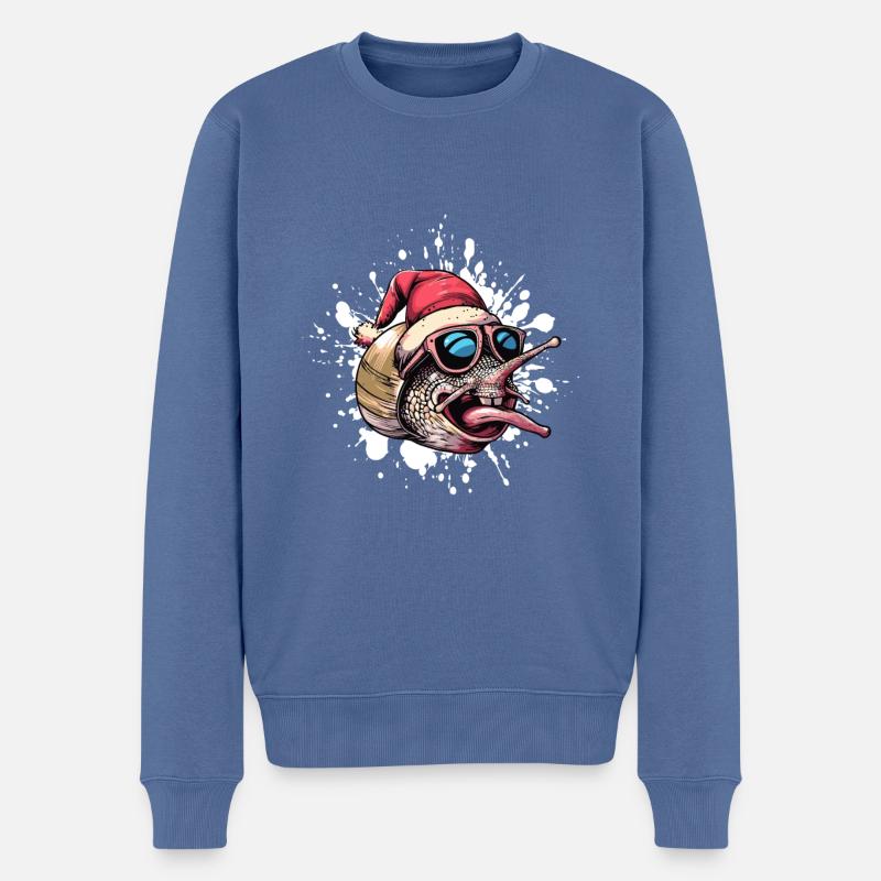 Schnecke Weihnachten Lustig - Männer Premium Bio Pullover - Taubenblau