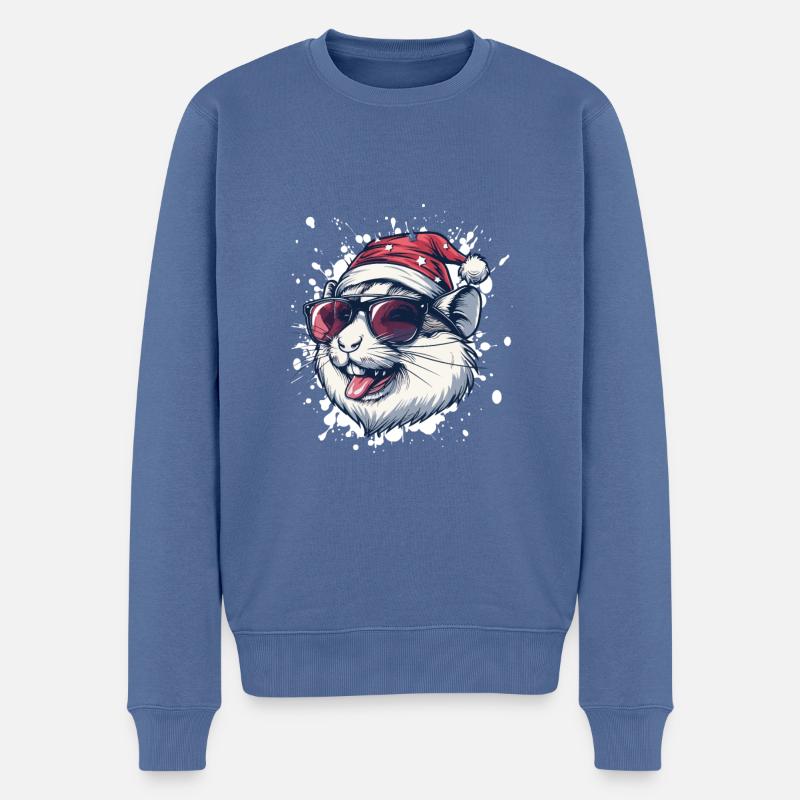 Hamster Weihnachten Lustig - Männer Premium Bio Pullover - Taubenblau