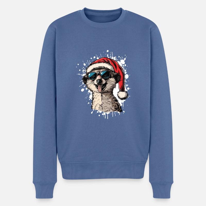 Suricate Noël Drôle - Pull Premium bio Homme - bleu pigeon