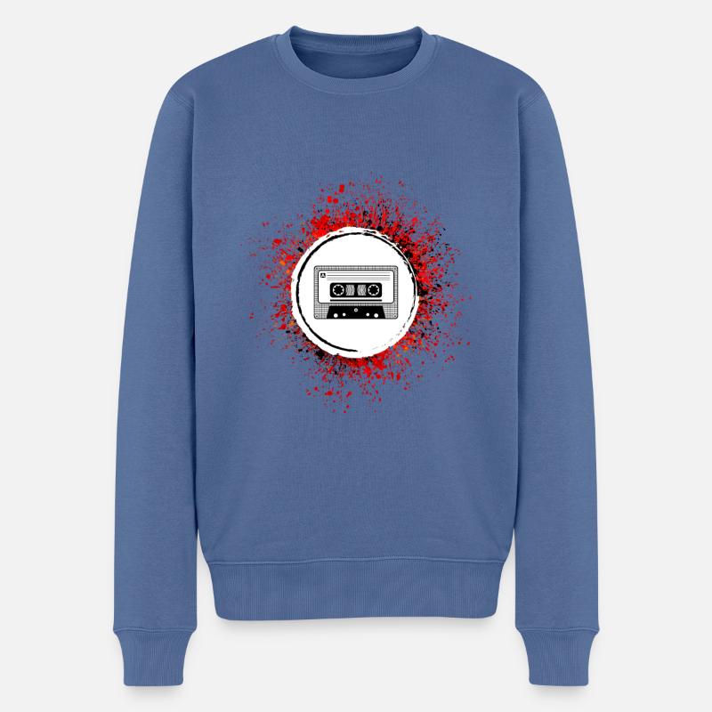 Kassette Symbol - Männer Premium Bio Pullover - Taubenblau