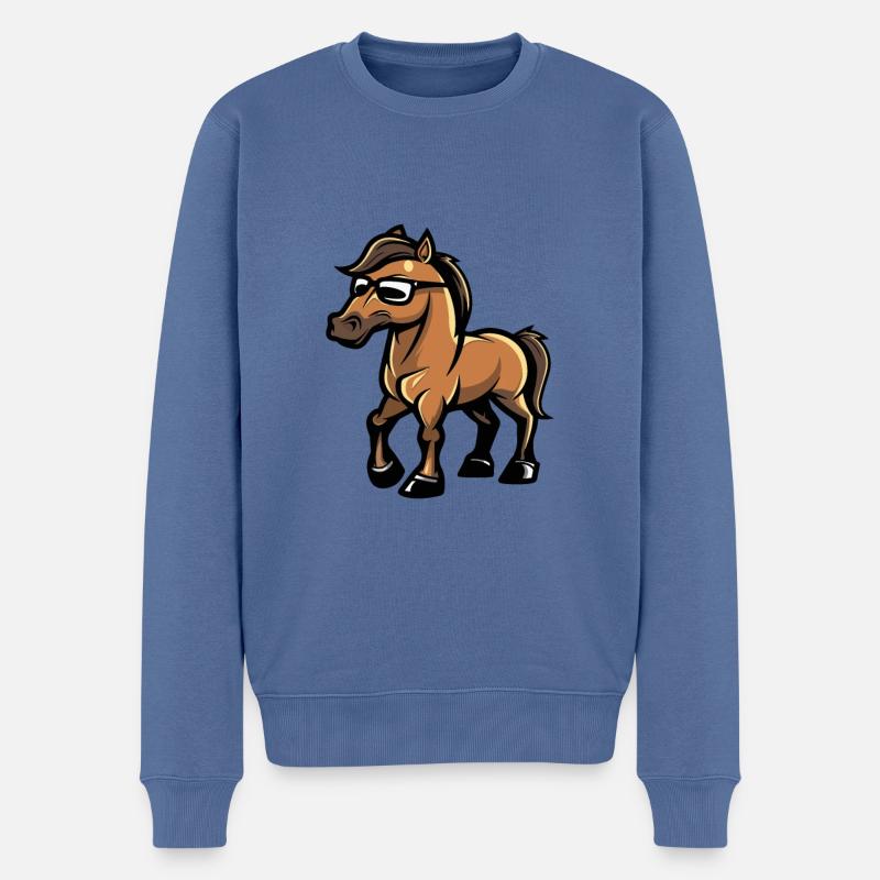 Cheval Bande dessinée cool - Pull Premium bio Homme - bleu pigeon