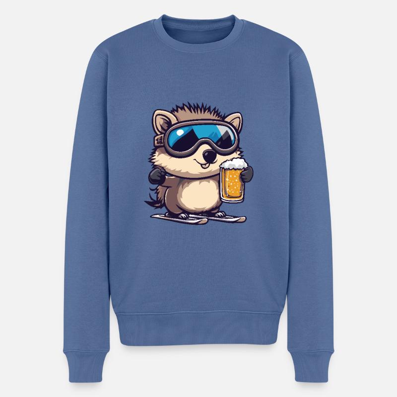 Bière après-ski hérisson - Pull Premium bio Homme - bleu pigeon