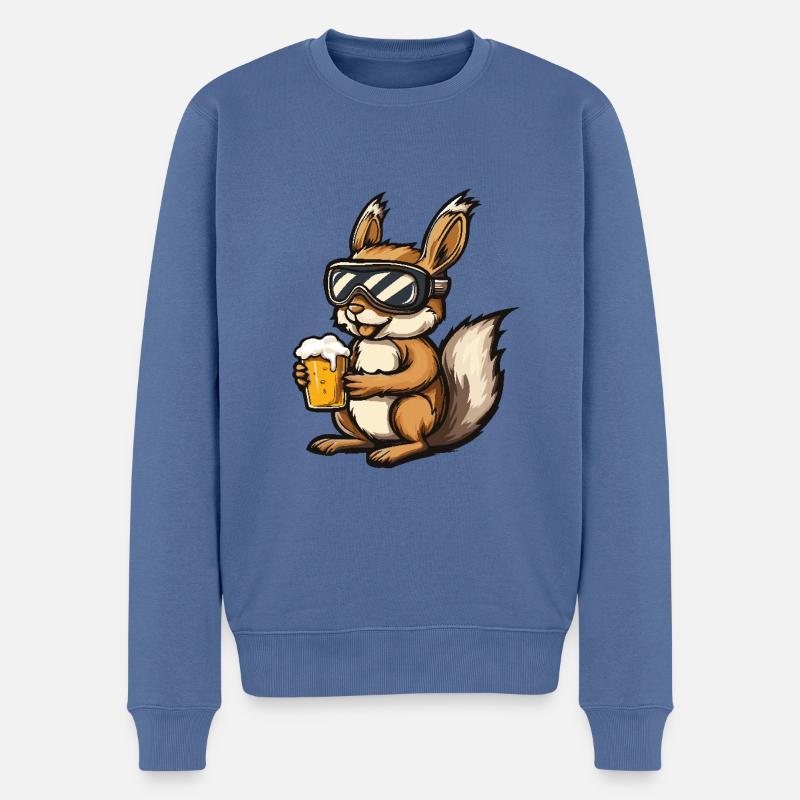 Bière après-ski écureuil - Pull Premium bio Homme - bleu pigeon