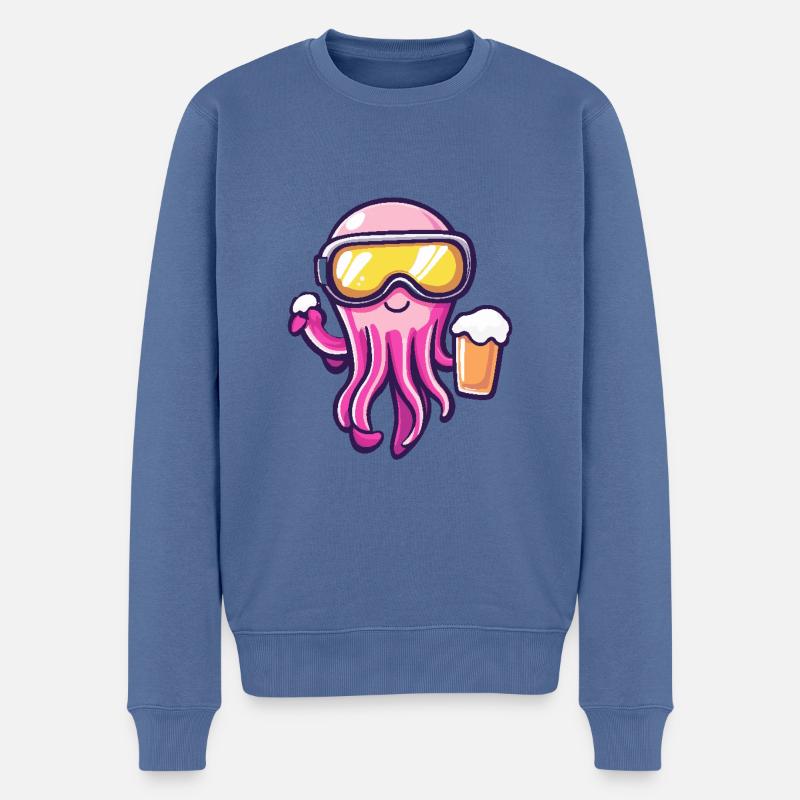 Bière après-ski méduse - Pull Premium bio Homme - bleu pigeon