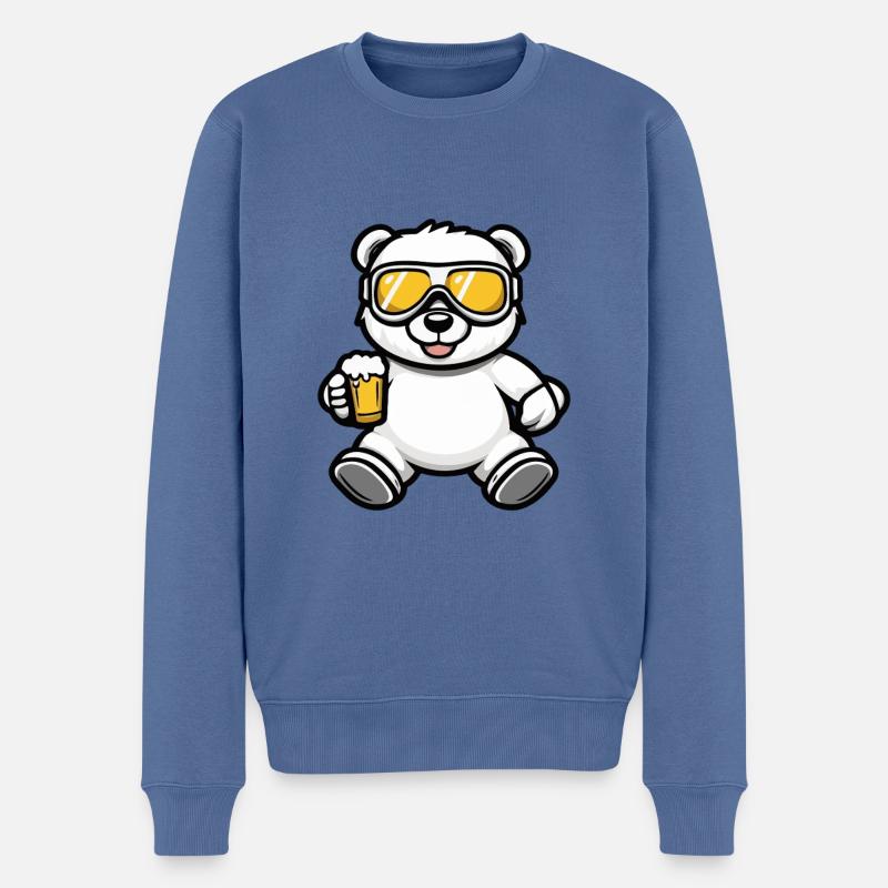 Bär Apres Ski Bier Comic - Männer Premium Bio Pullover - Taubenblau
