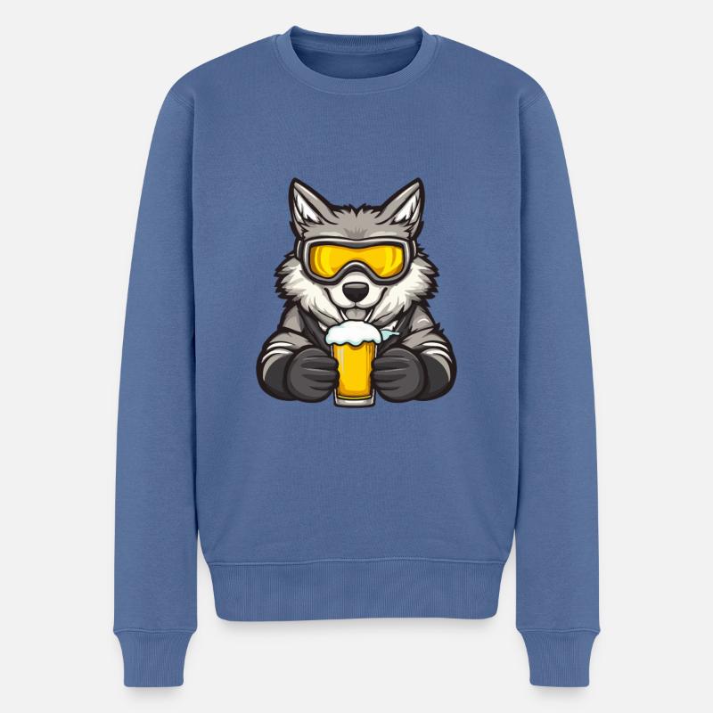 Wolf Après-Ski Bière Bande Dessinée - Pull Premium bio Homme - bleu pigeon