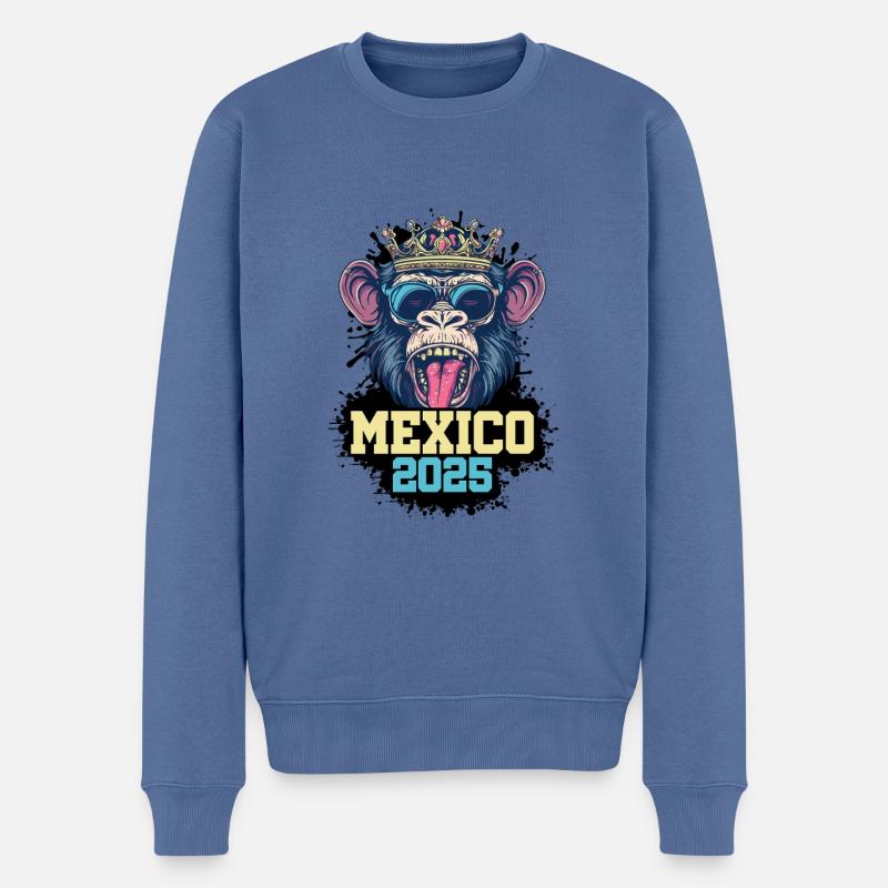 Mexiko 2025 Affe - Männer Premium Bio Pullover - Taubenblau