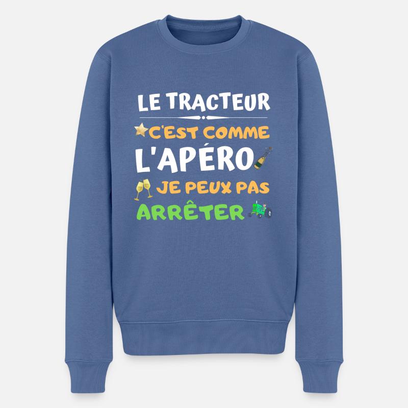 tracteur et apéro - Pull Premium bio Homme - bleu pigeon