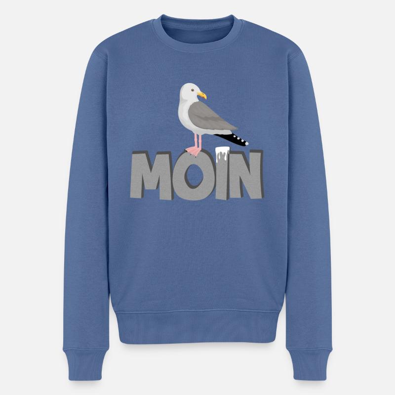 Moin Möwe Silbermöwe Meer Nordsee Ostsee Norden - Männer Premium Bio Pullover - Taubenblau