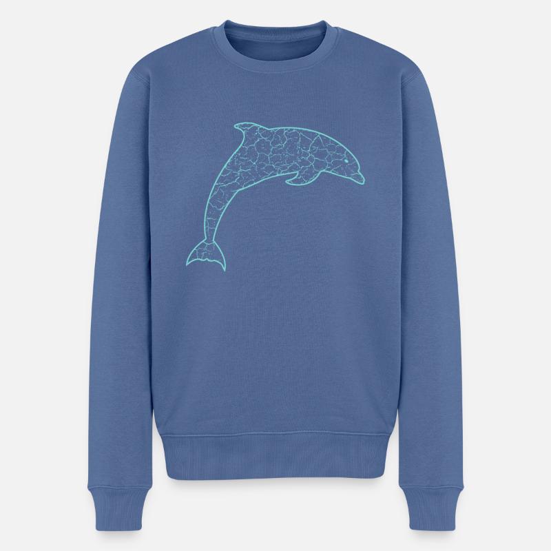 Delfin, Dolphin - Männer Premium Bio Pullover - Taubenblau