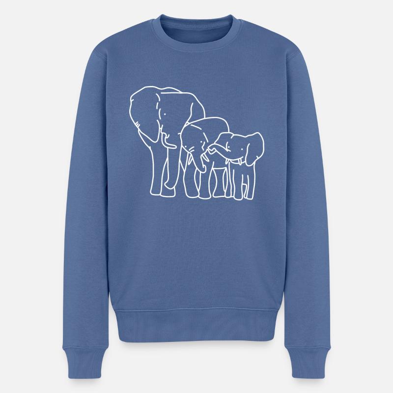 Eléphant cohésion famille - Pull Premium bio Homme - bleu pigeon