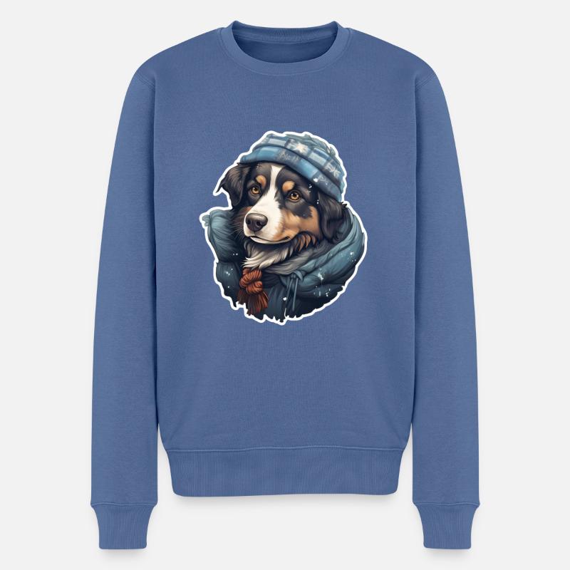 Chien Frosty Shawh - Pull Premium bio Homme - bleu pigeon